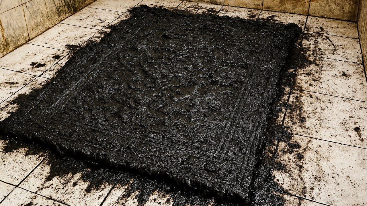 Black Slime Carpet Disaster—Watch It Vanish! Satisfying Cleaning Dirtiest Rug