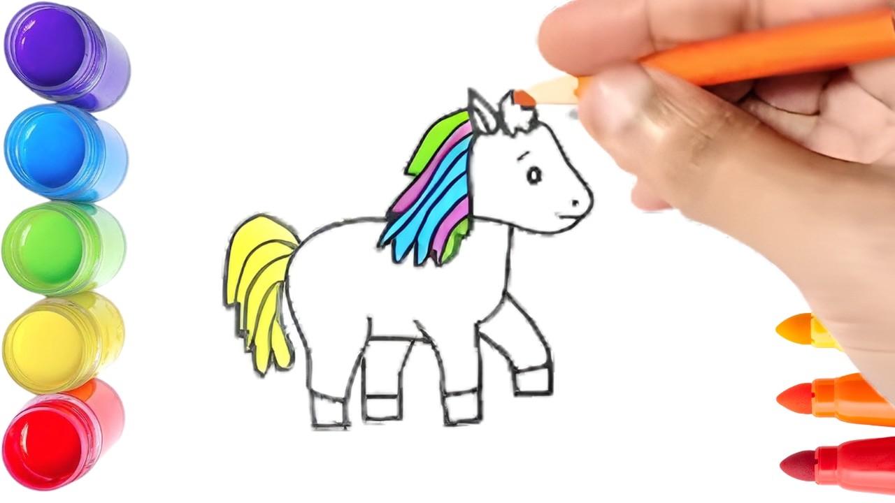 How To Draw cute unicorn Drawing, Painting & Coloring For Kids and Toddlers_ Child Art 🐋🌈🎨