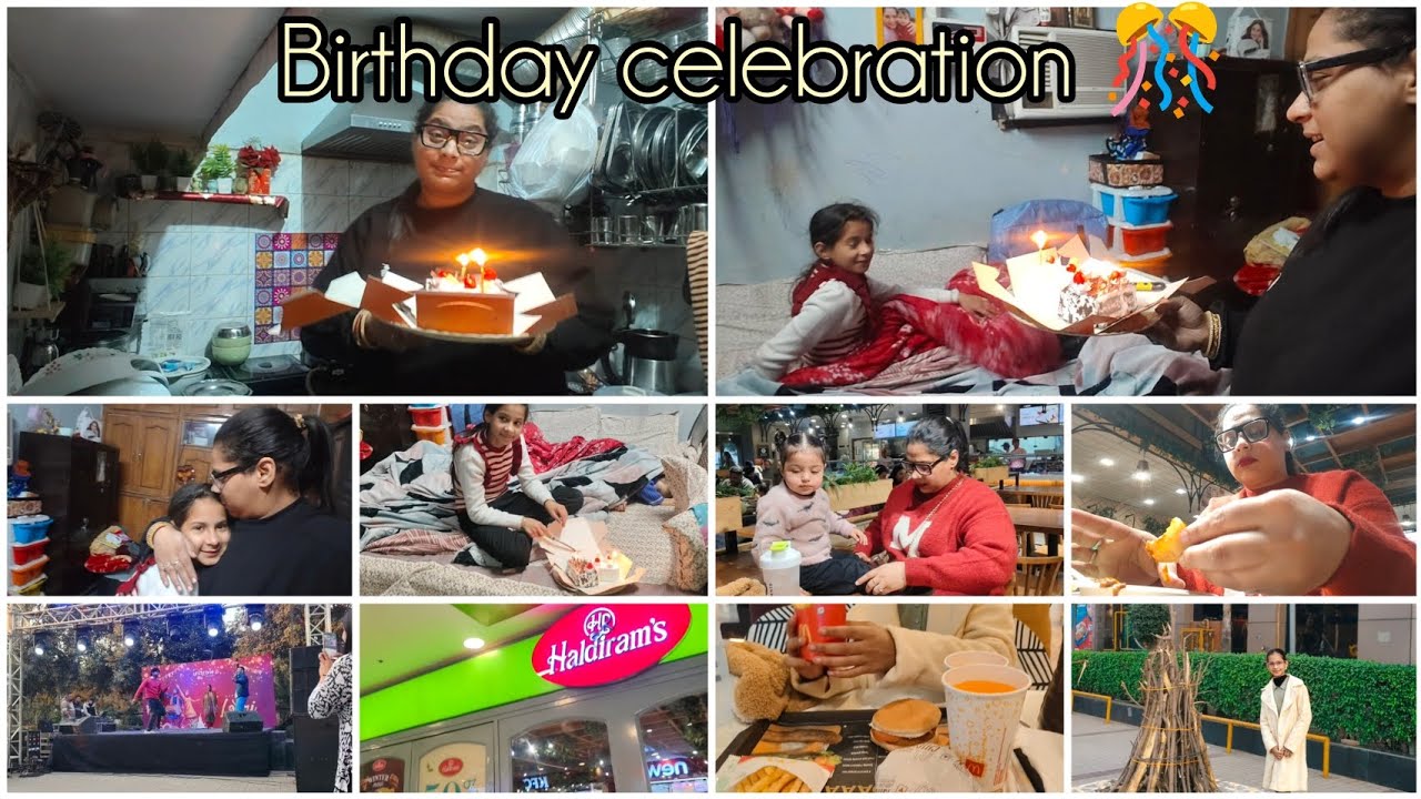 🌺 रात को surprise 🫢 दिया और अगले दिन मॉल🏬 में Birthday सेलिब्रेट किया बहुत मजे किए बच्चों👩‍❤️‍👩 ने।
