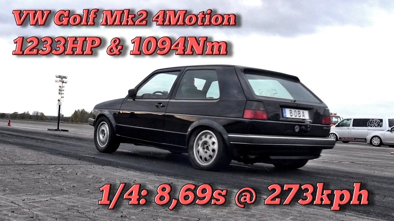 VW Golf Mk2 4Motion 1233HP 8,69s @ 273kph in Finsterwalde 2016