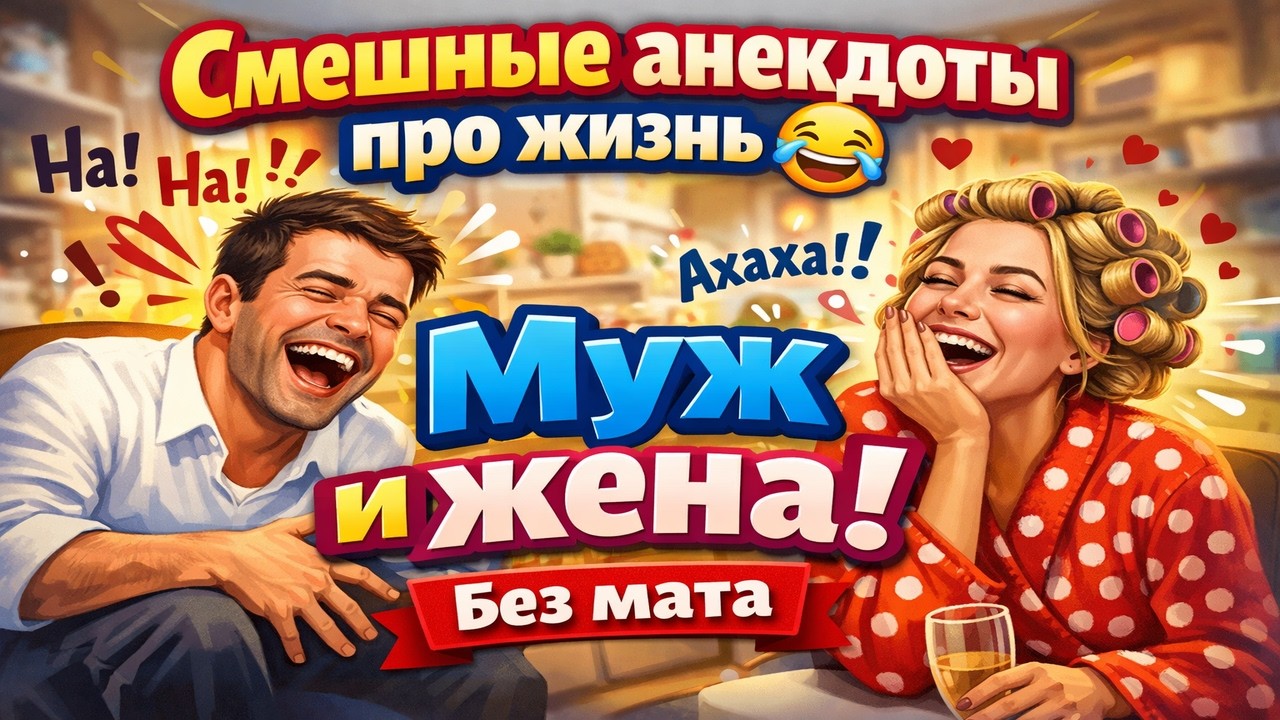 Смешные анекдоты про жизнь 😂 Муж и жена | Без мата