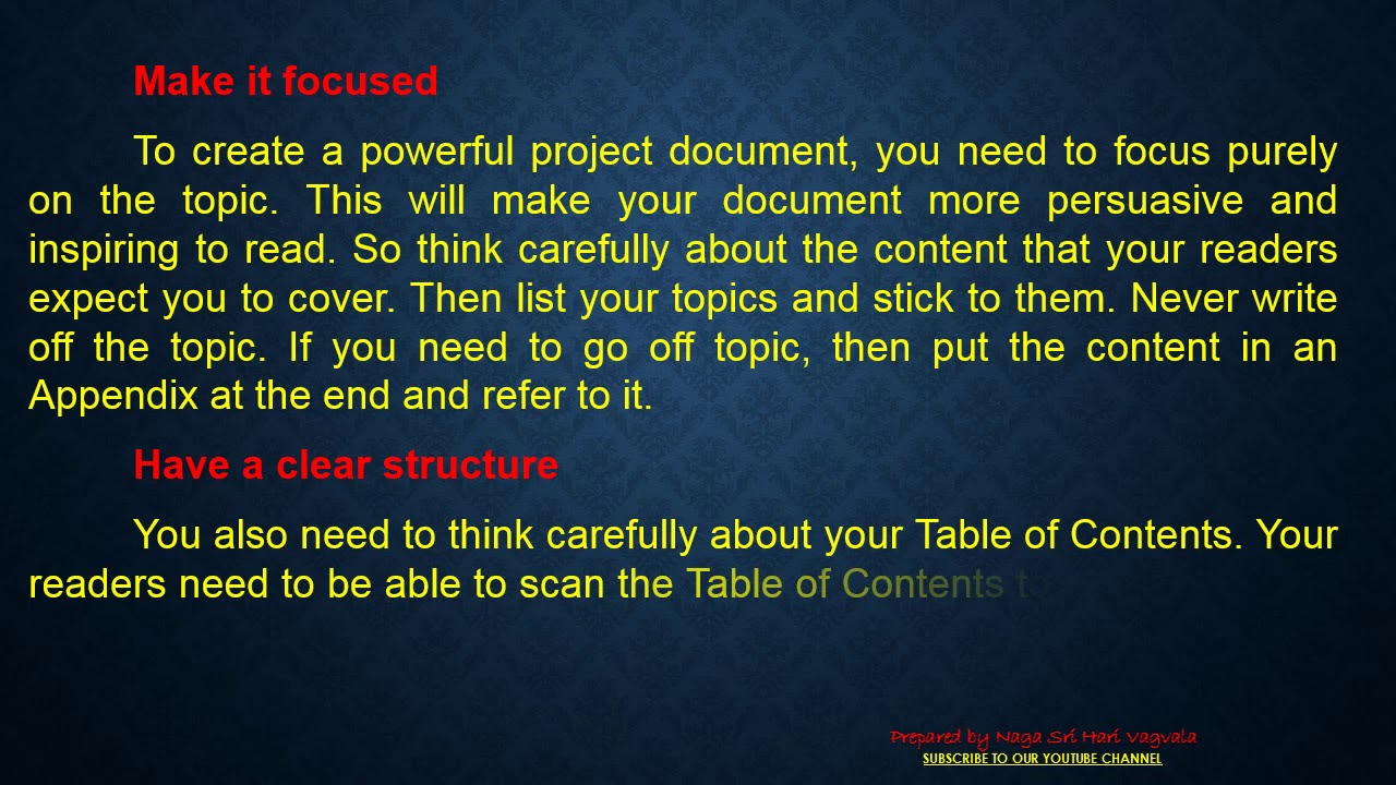 Simple Tips to Write Great Project Documents || Naga Sri Hari Vagvala