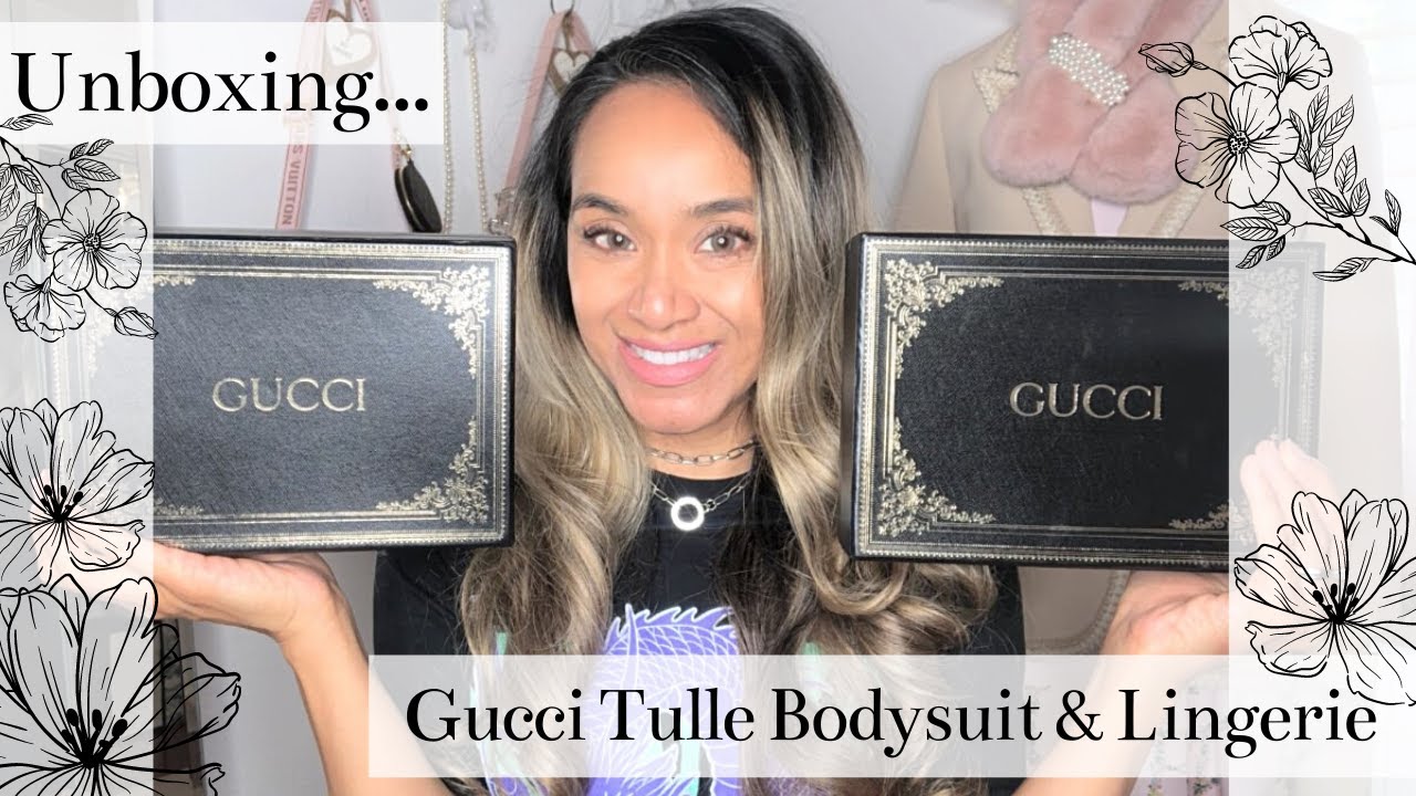 Gucci Tulle Bodysuit & Lingerie Bra and Panty Set