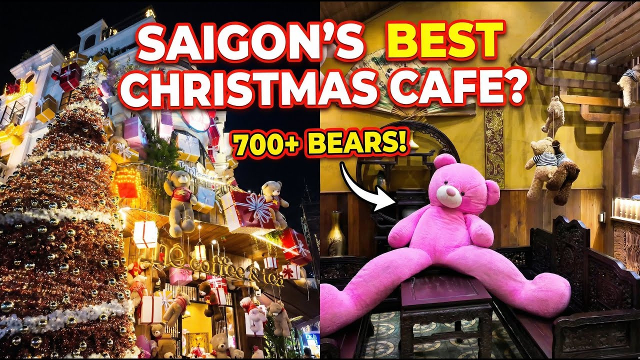 The Best Christmas Cafe in Saigon? (700+ Bears Display)