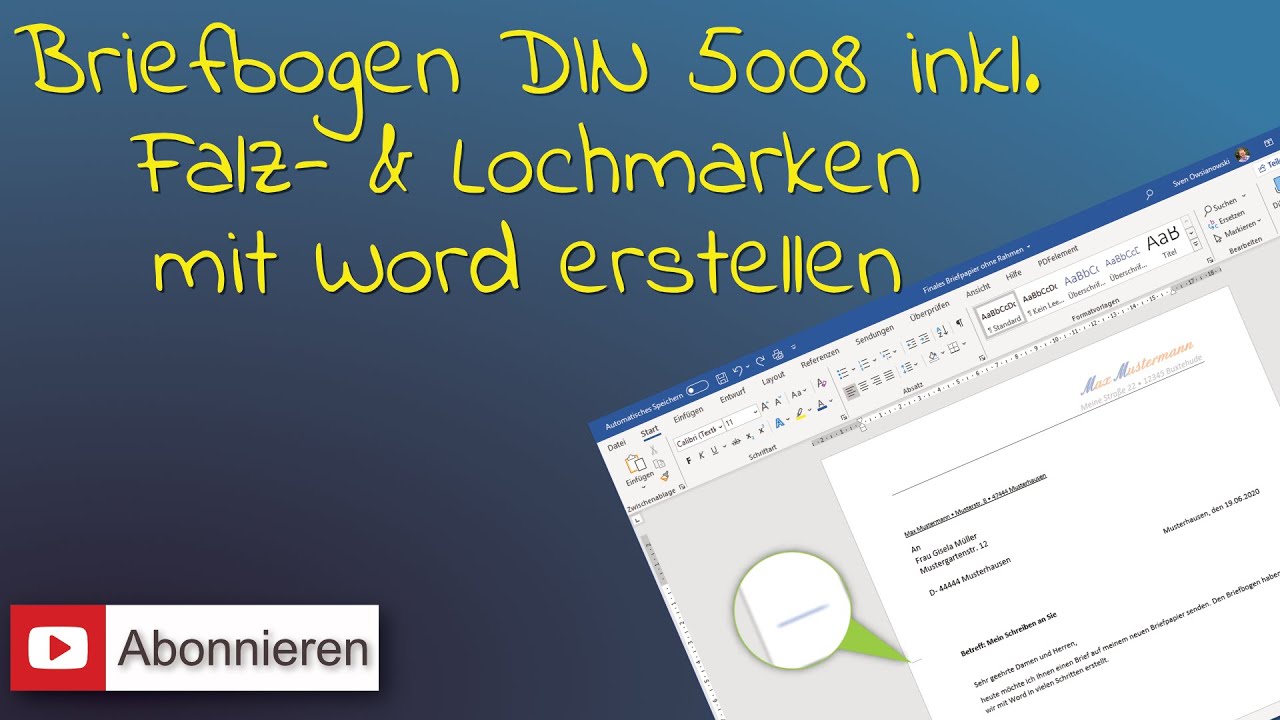 📝Briefpapier 📝 DIN5008 inkl. Falz- & Lochmarke mit Word erstellen