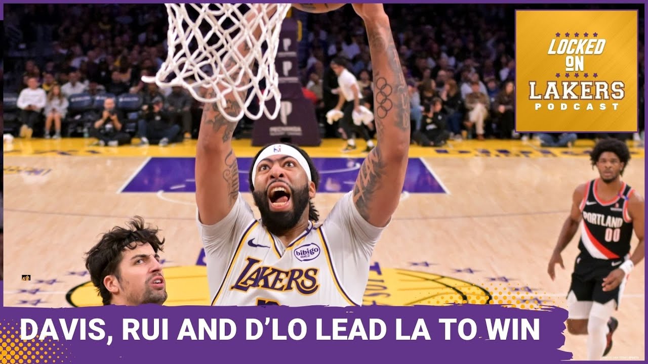 Davis, Russell, Hachimura Lead Short-Handed Lakers (No LeBron, Reaves) Past Trail Blazers, 107-98.