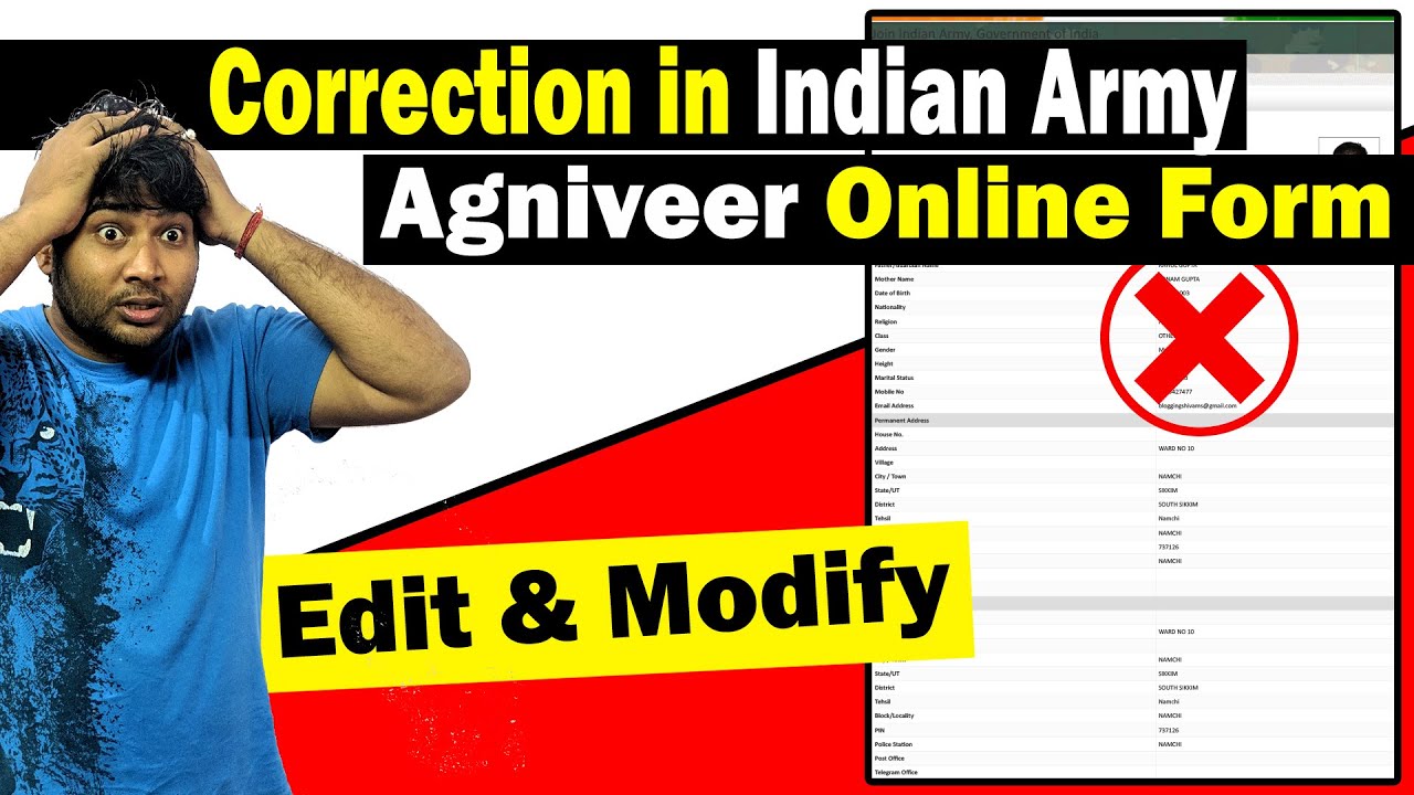 Mistakes Correction in Indian Army Agniveer Online Form | Edit & Modify Army Form