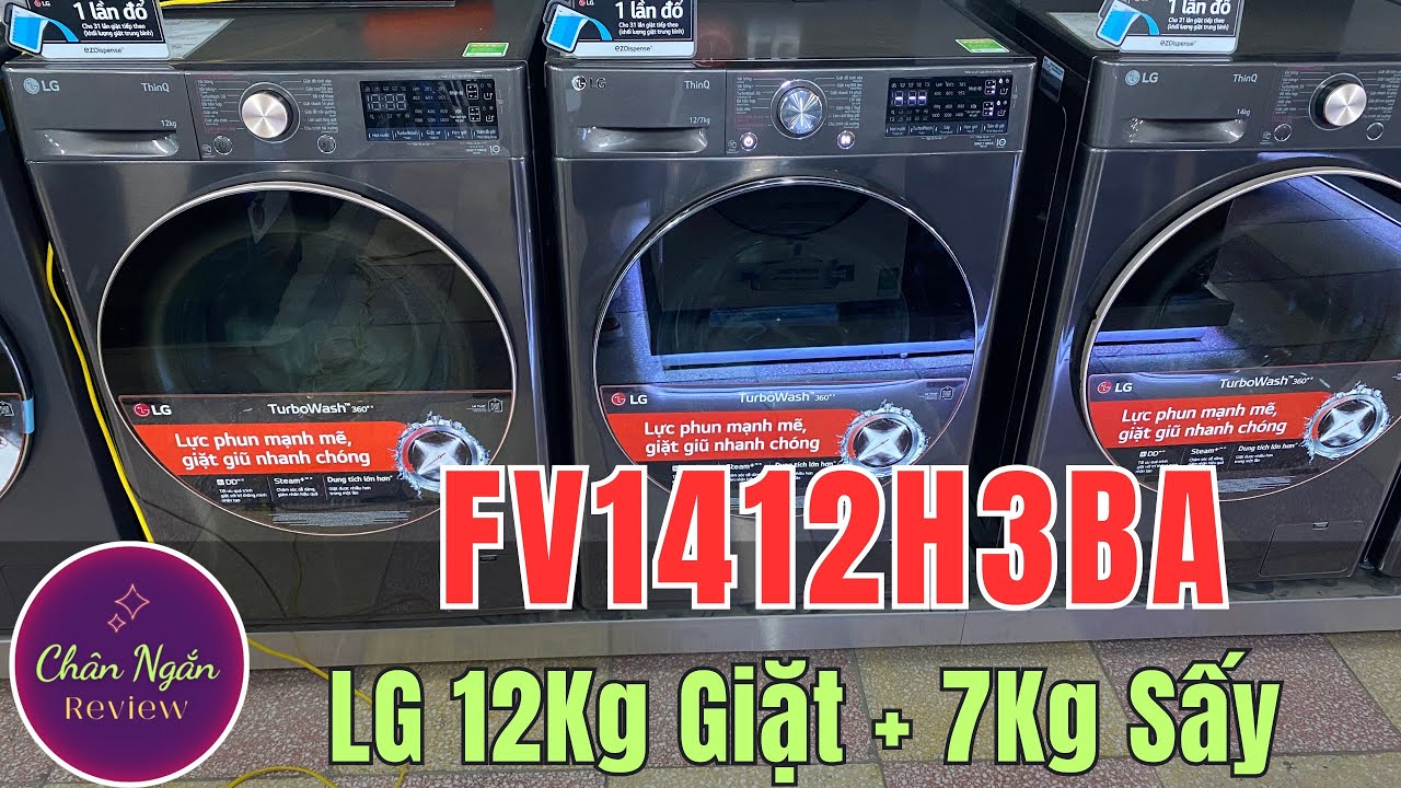 Máy Giặt Sấy LG 12kg Giặt + 7Kg Sấy FV1412H3BA Cao Cấp Tiện Lợi | Chân Ngắn RV
