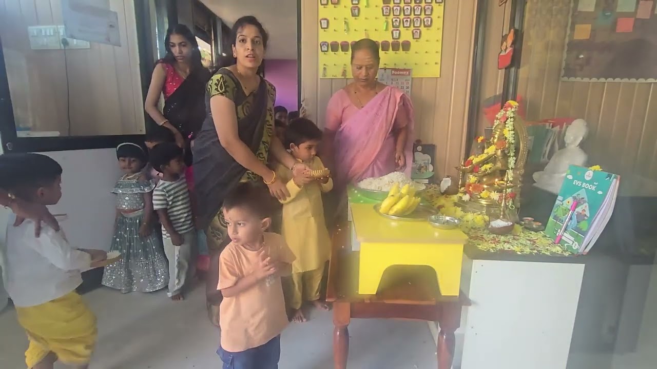 Tiny prayers, big blessings! 🙏Our little learners seek the blessings of Goddess Saraswati
