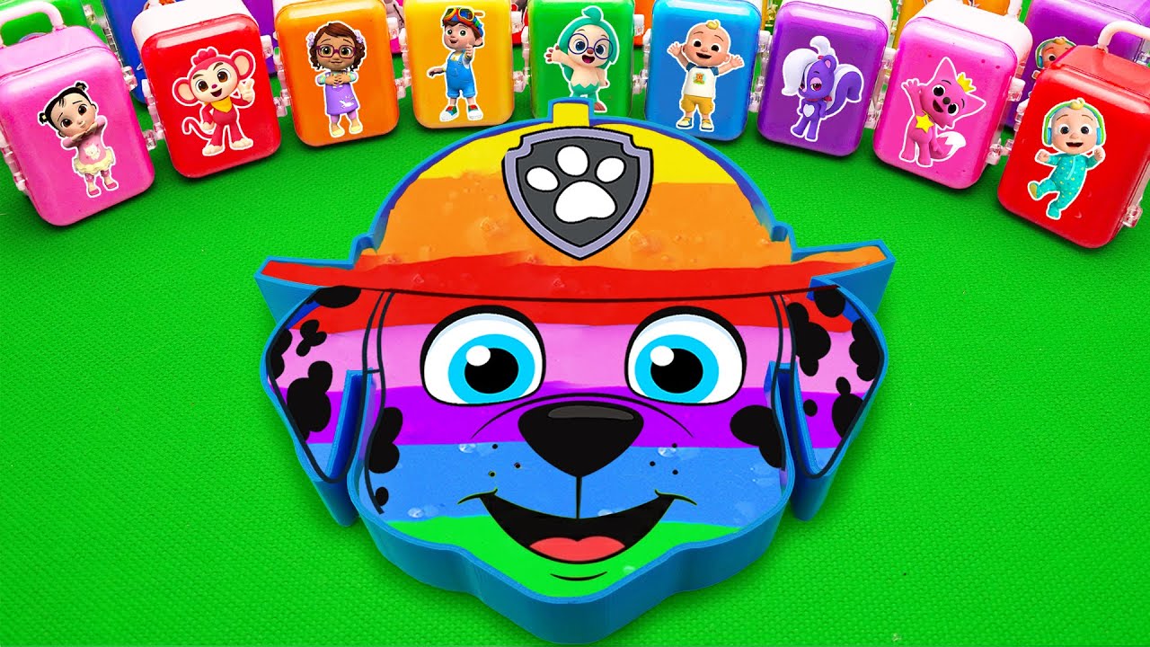 Rainbow Slime 🌈🐾 Paw Patrol Bathtub Coloring: Ryder, Chase, Marshall Satisfying ASMR Video