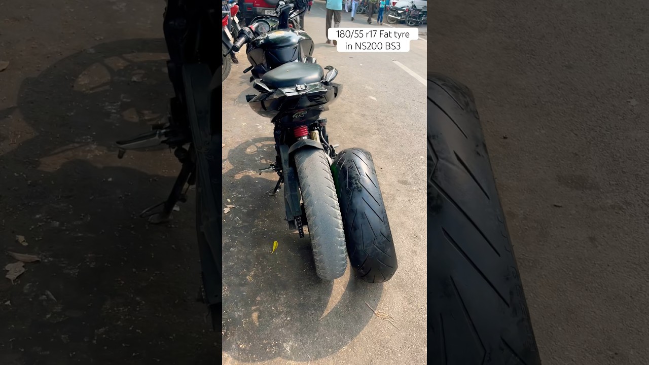 180/55 fat tyre in NS200 BS3 #motovlog #bike #bareillyvlogger #modified #ns200 #biketyre  #viral