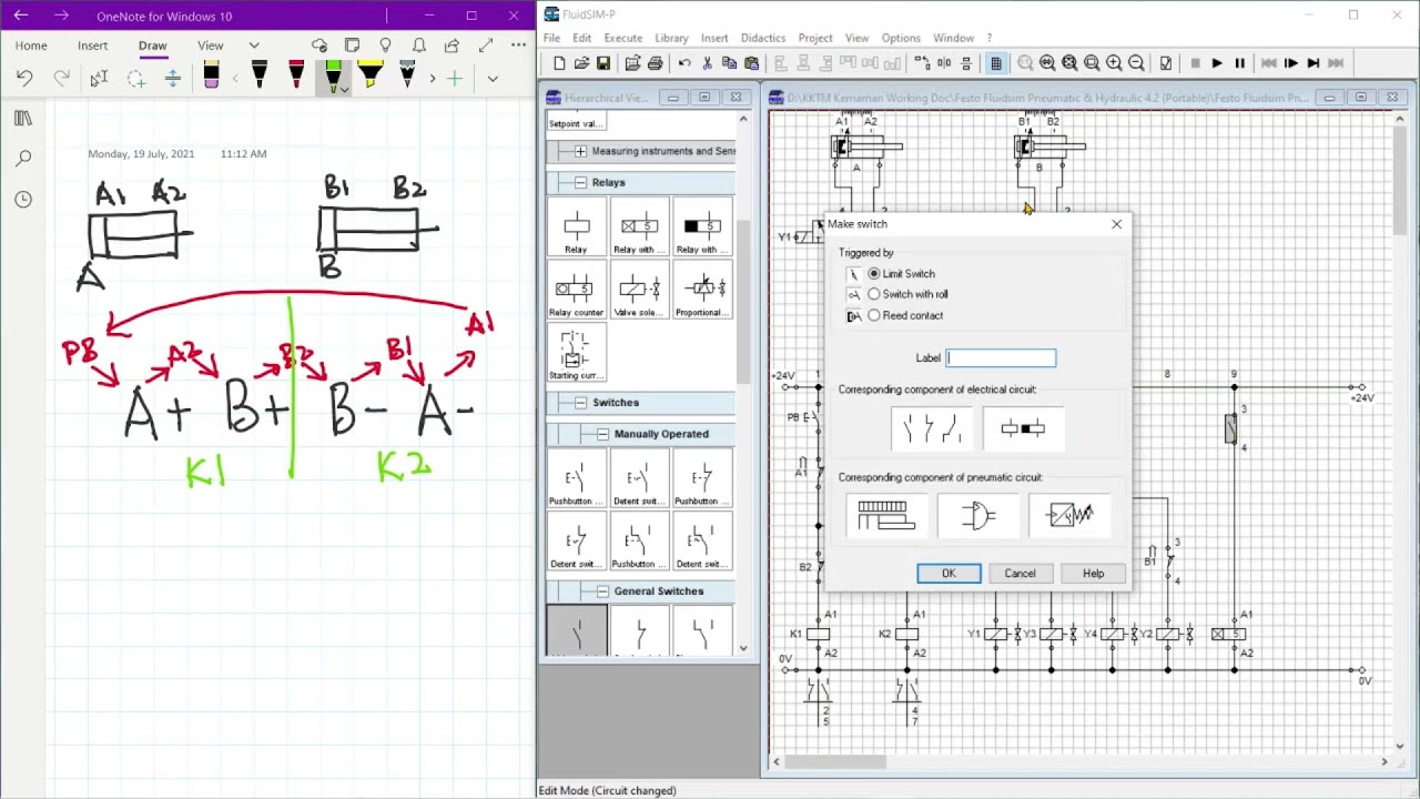 Electro Pneumatic A+B+B-A- Circuit Design