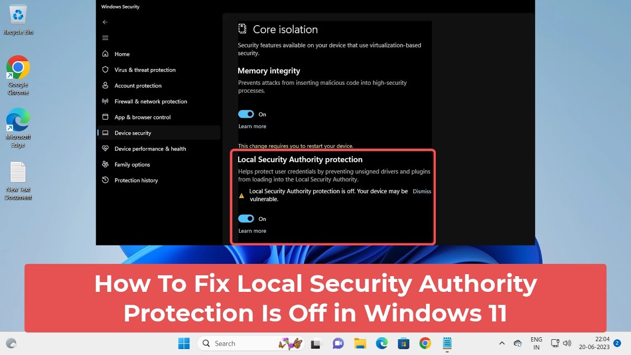 How To Fix Local Security Authority Protection Is Off in Windows 11