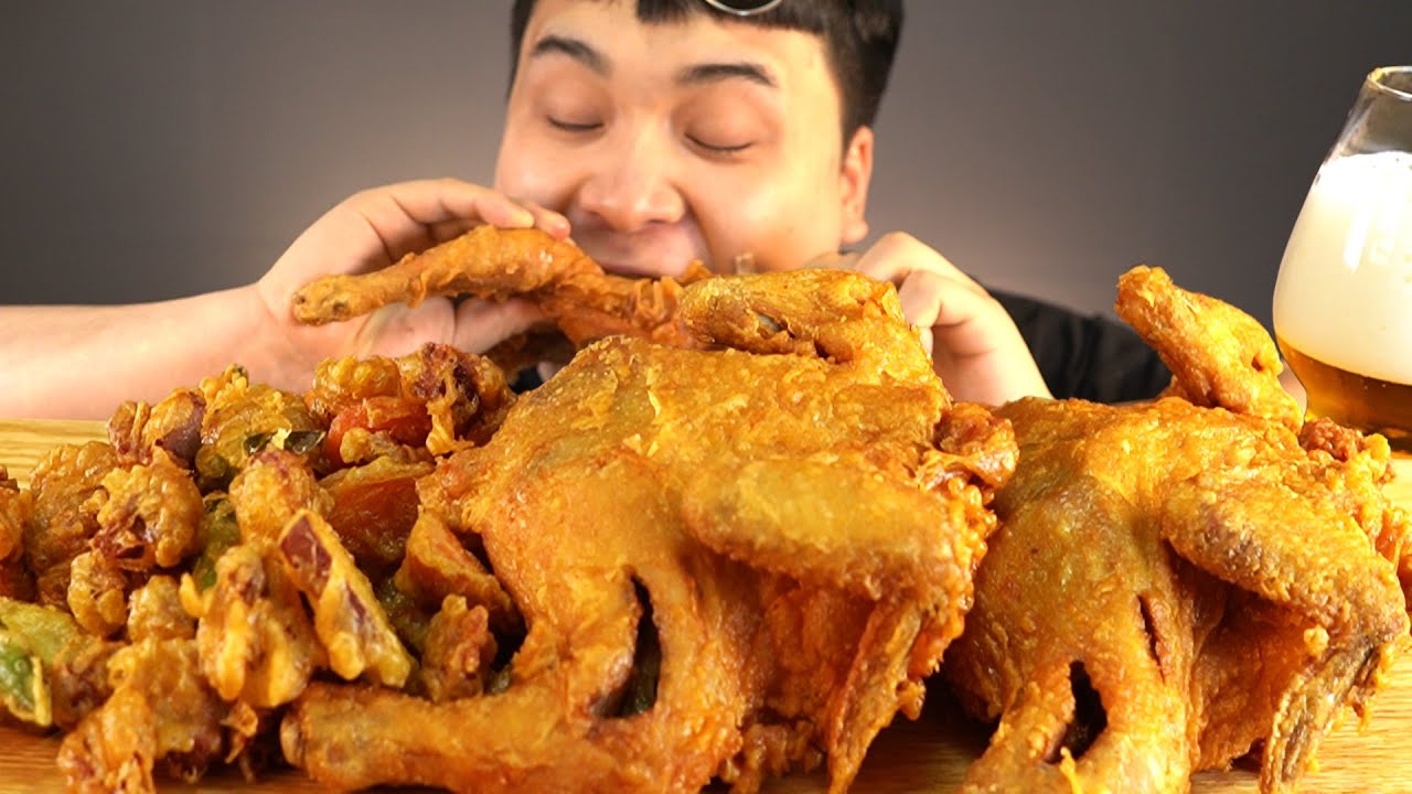 바삭함 끝판왕 옛날통닭과 똥집튀김, 맥주 먹방~!! 리얼사운드  ASMR social eating Mukbang(Eating Show)