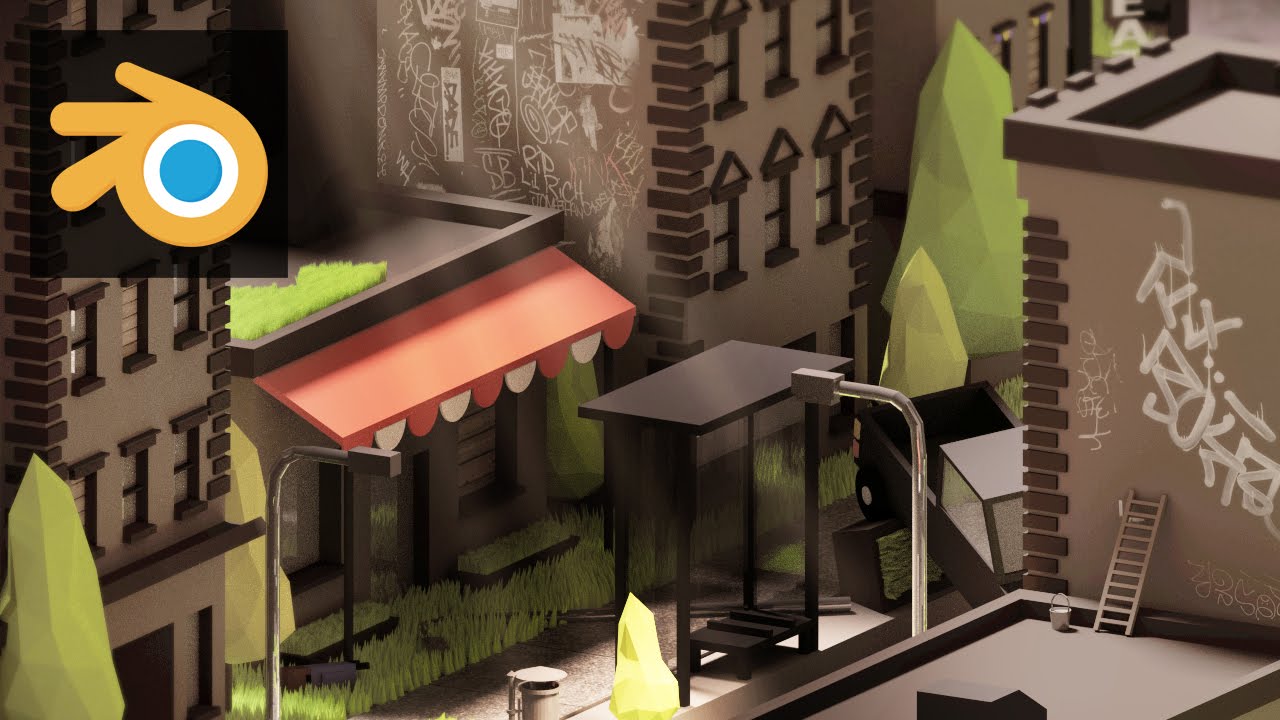 BLENDER Timelapse: Low Poly Apocalyptic City | SCENE |