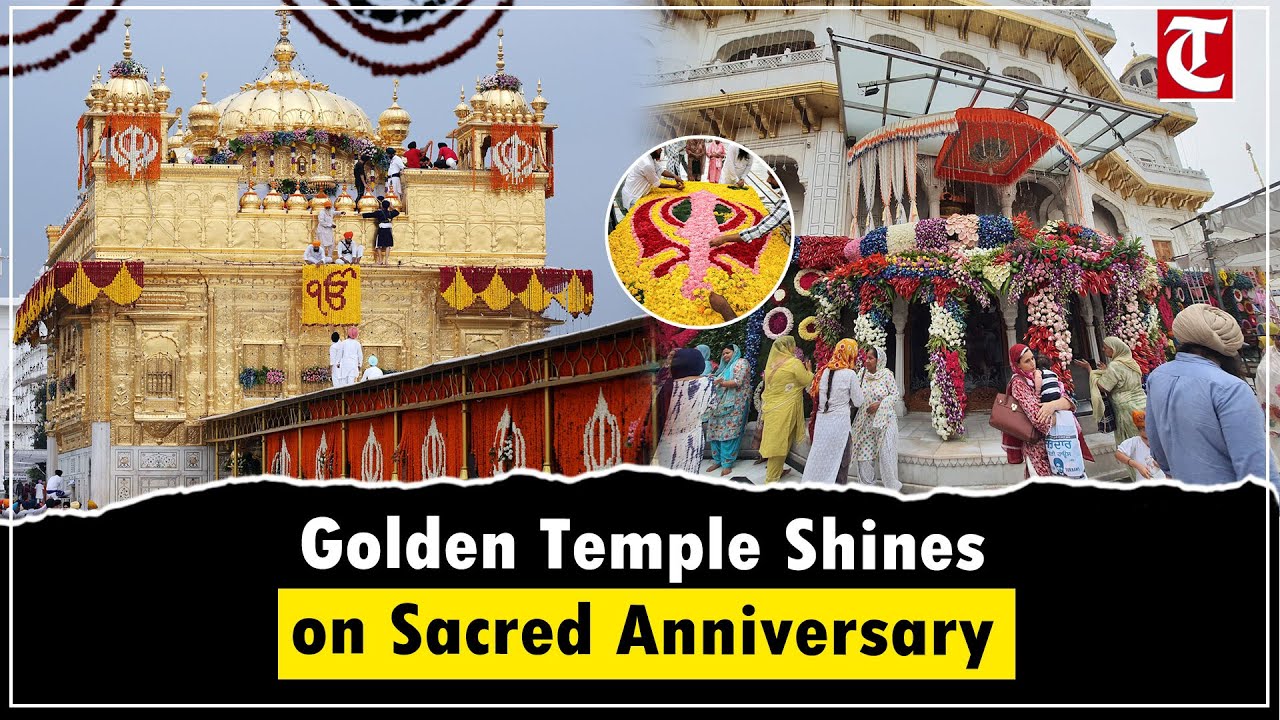 Golden Temple decorated with flowers on Guru Granth Sahib installation anniversary eve