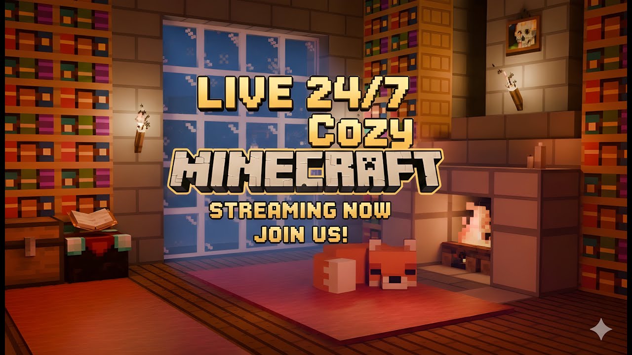 ❄️ LIVE 24/7 Cozy Minecraft Winter Cabin - Relaxing Snowfall & Blizzard Sounds | Ambient Realms