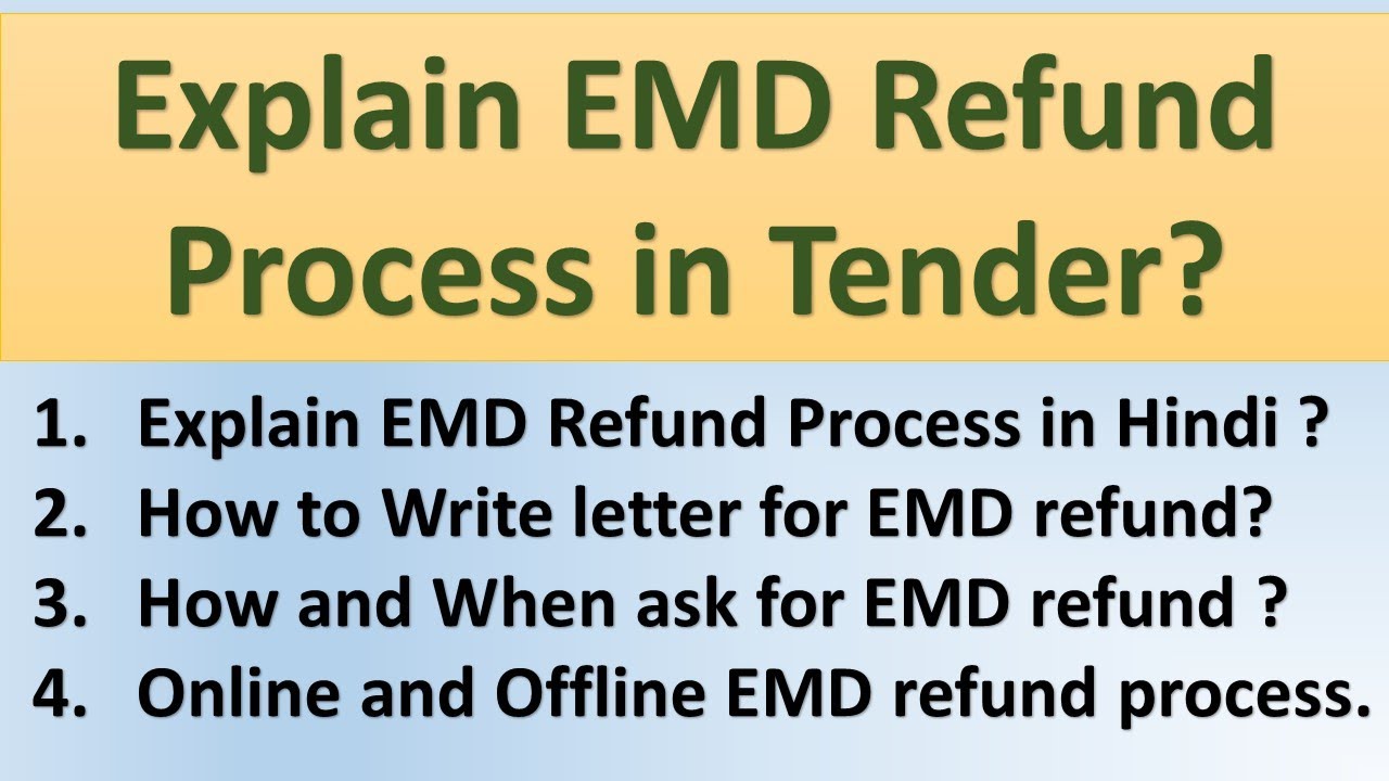 EMD refund process | How to write letter for EMD refund | How to Ask EMD refund from Client