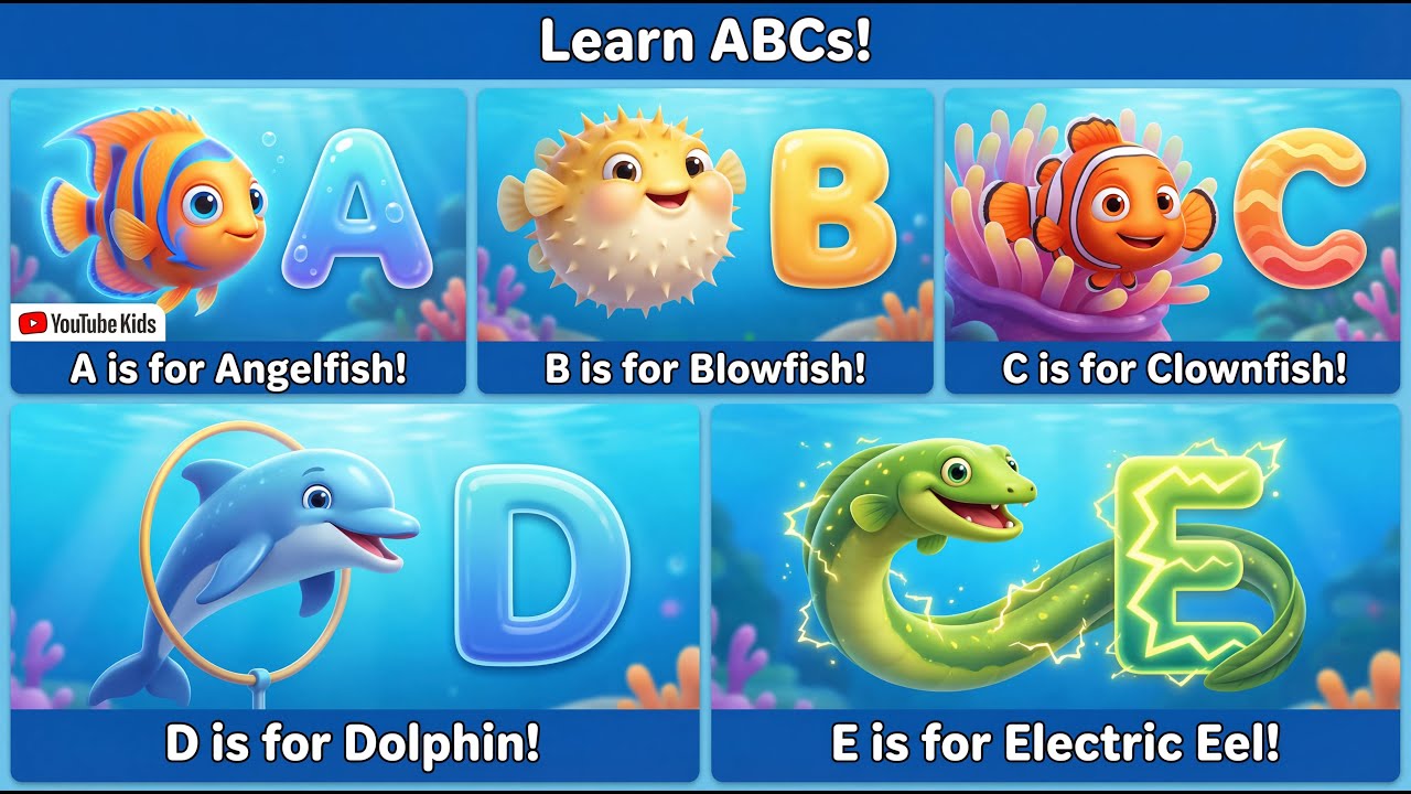 Under the Sea! 🌊 Ocean Animals ABC Song (A-E) | Learn Phonics | Wonder ABC World