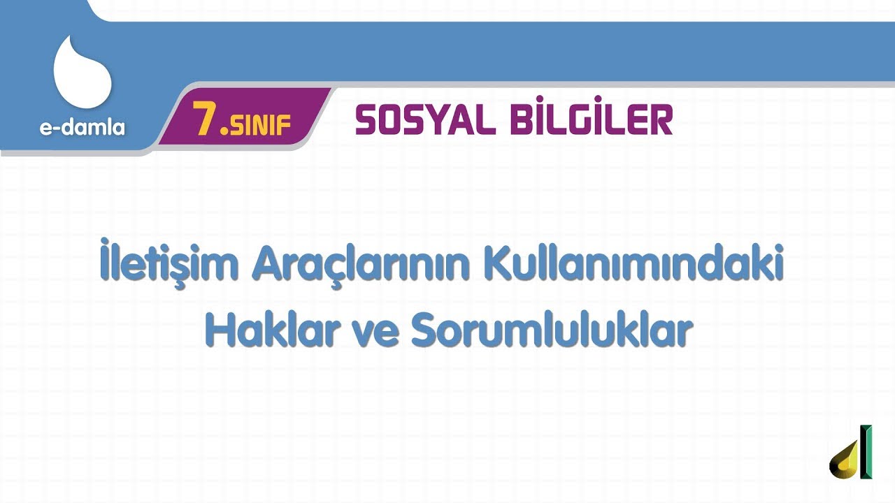 7.Sınıf Sosyal Bilgiler İletişim Ara&ccedil;larının Kullanımındaki Haklar ve Sorumluluklar