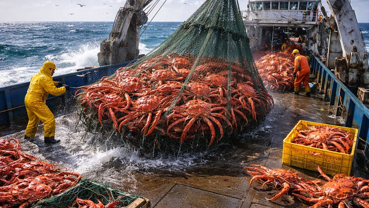 CÓMO se PROCESA el CANGREJO REAL: Captura en ALASKA, Cocción y Empaquetado (PROCESO) | En Masa