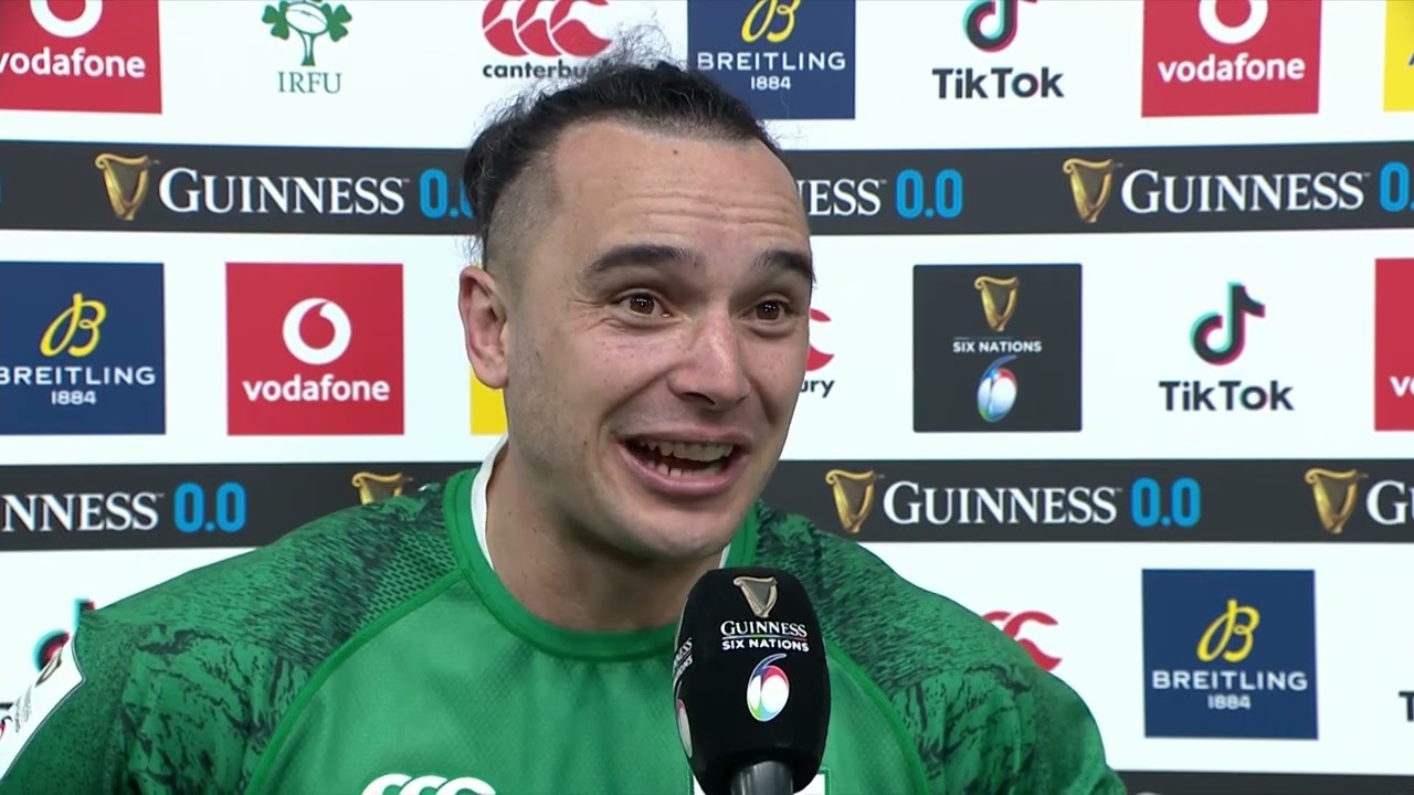 James Lowe speaks to Tommy Bowe after Ireland win the Triple Crown!