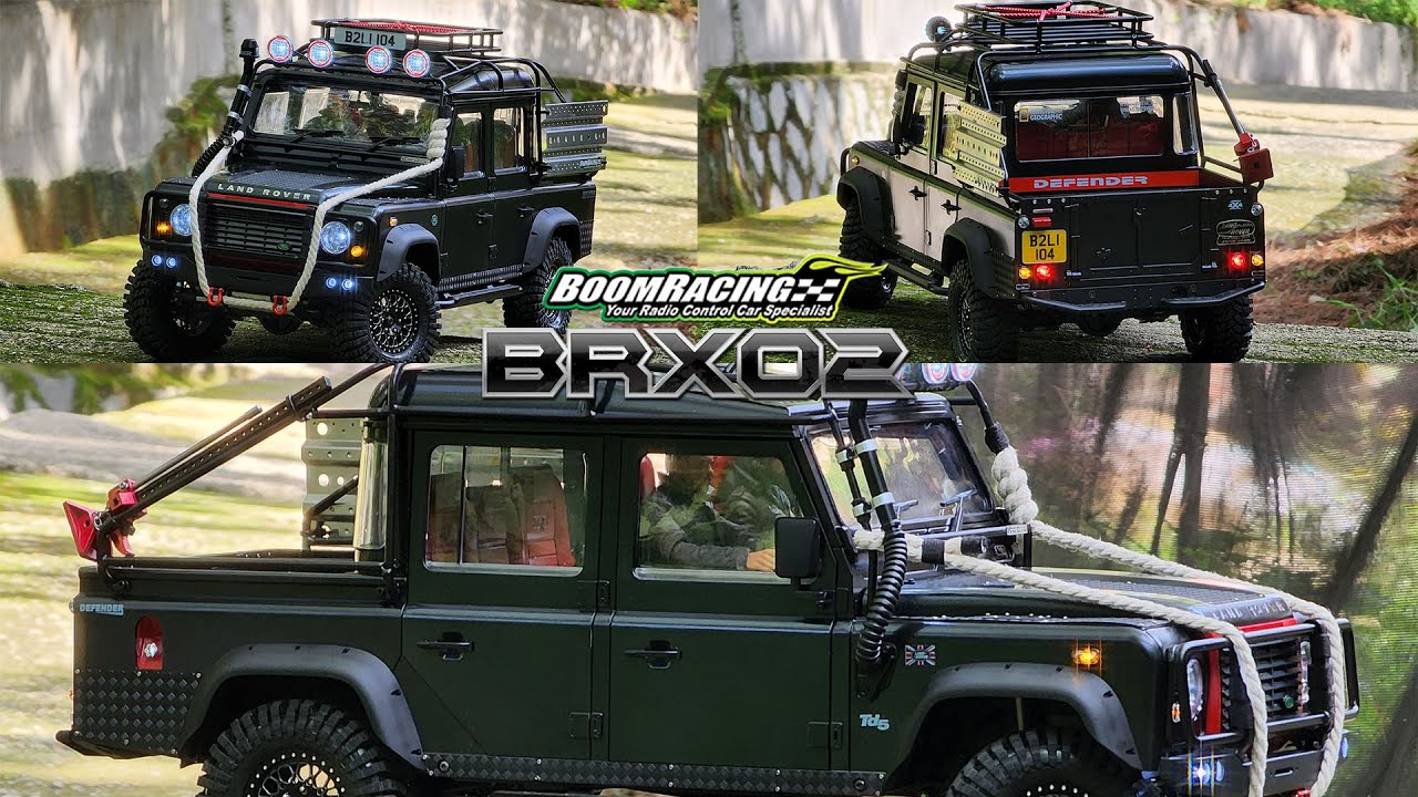 Boom Racing BRX02 LandRover Defender D110 Pickup Black Modified