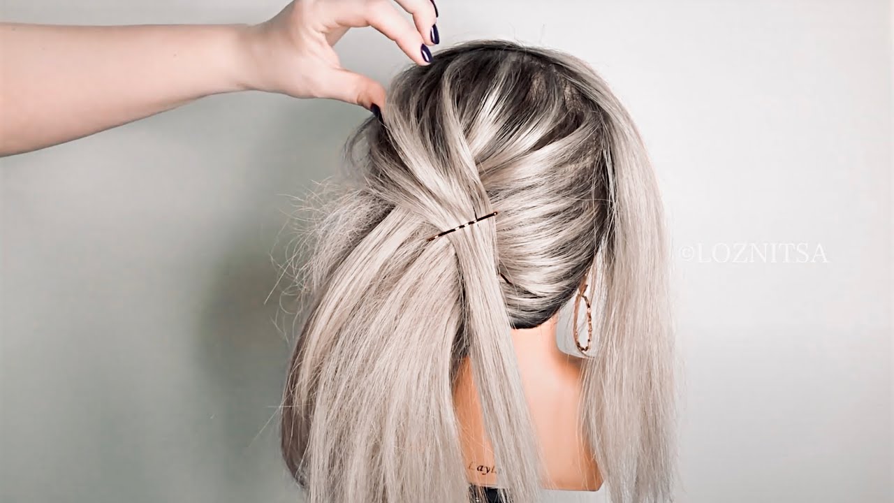 #Прическа Ракушка на средние волосы.. easy french roll hairstyle. french twist. french bun