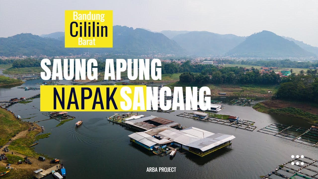 Rumah makan Apung Napak Sancang Cililin Resto terapung dengan View hamparan bukit dan danau