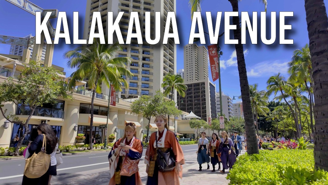 【4K】𝐖𝐀𝐋𝐊 🇺🇸 Sunday Afternoon on Kalakaua Avenue in Waikiki, Hawaii 🏖️🌺🌞