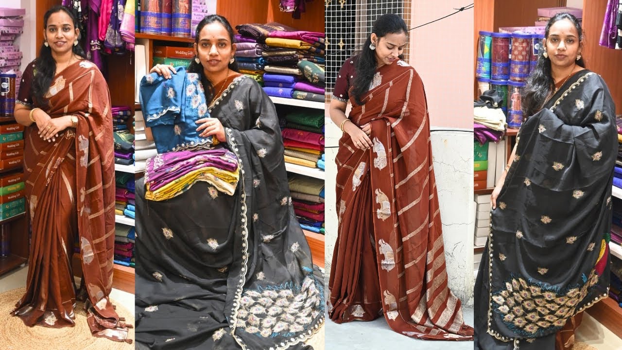 Trending Russian Crape Georgette Sarees🎉|single saree home delivery |@Sowjanyastudios 