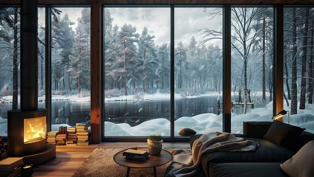Silent Winter Escape ❄️🌲 Cozy Cabin, Snowfall & Warm Fireplace Ambience