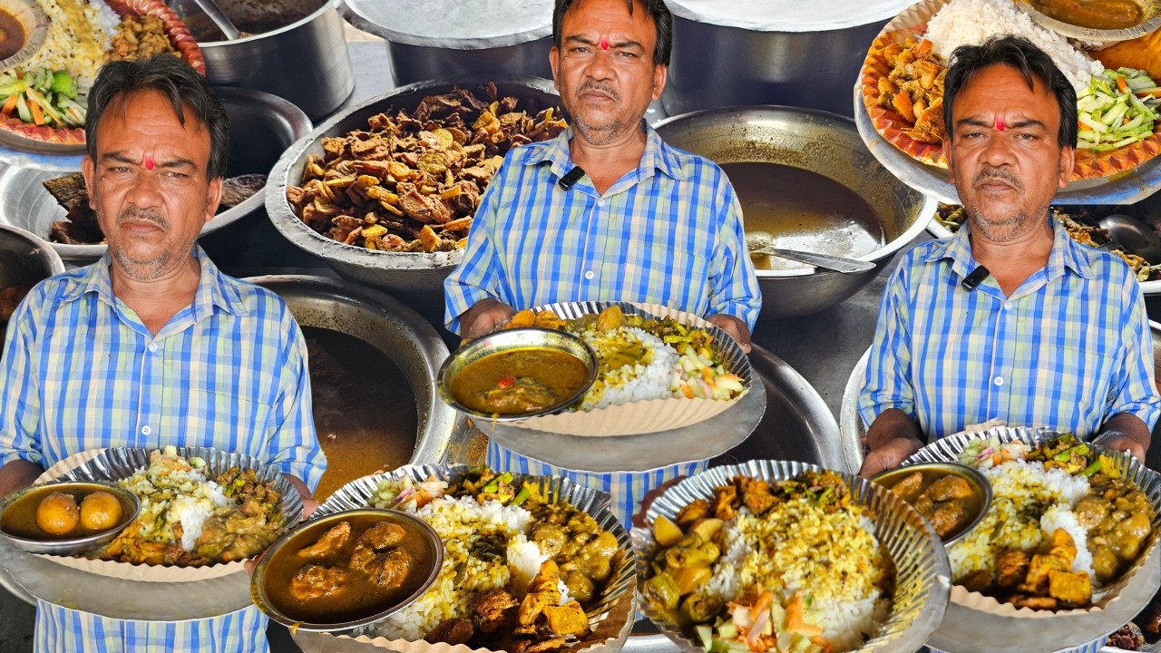 Rs.70 Unlimited Veg & Non-Veg Meal in Bhubaneswar? 😱 Best Street Food Thali!