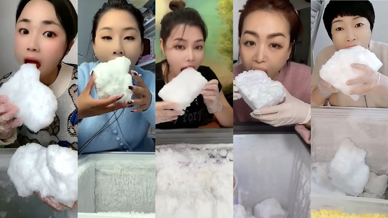 ASMR ice cake eating only bites