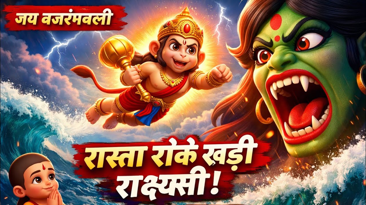 “रास्ता रोके खड़ी थी राक्षसी – देखो हनुमान जी की अद्भुत लीला | Hanuman Bhajan”