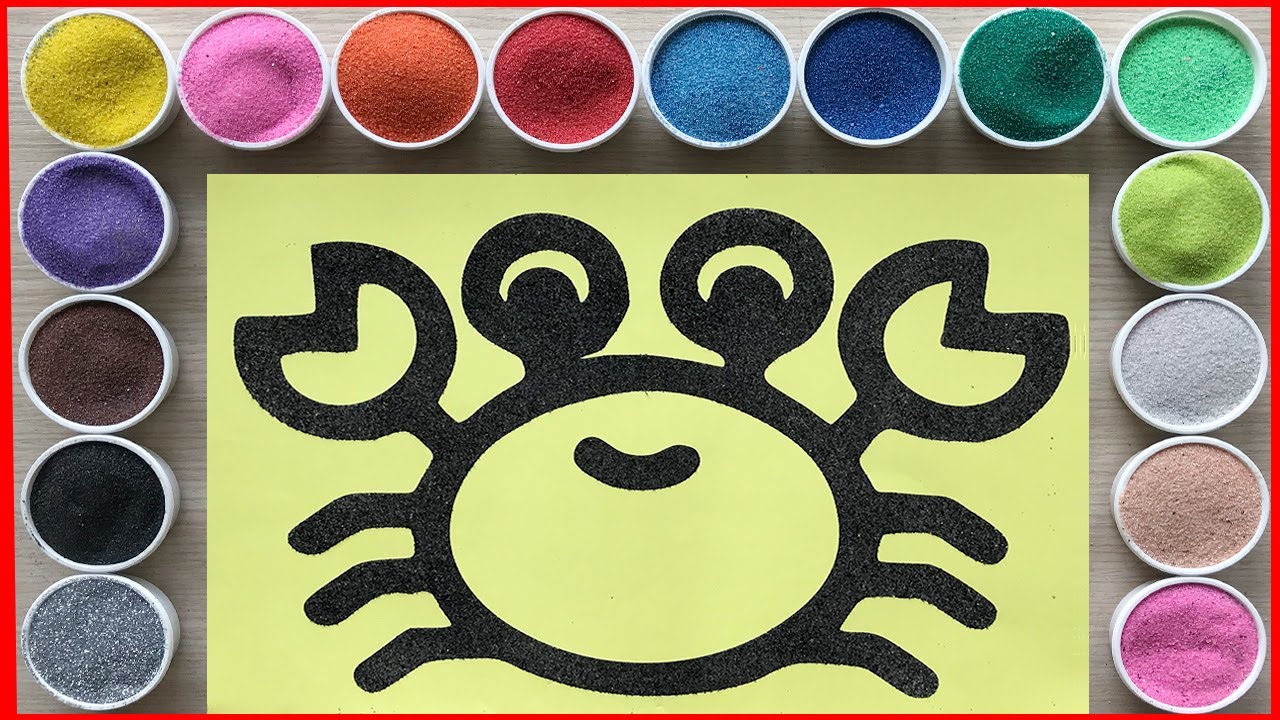 TÔ MÀU TRANH CÁT CON CUA MẬP Ú MÀU CAM - Colored painting a crab with color sand (Chim Xinh channel)