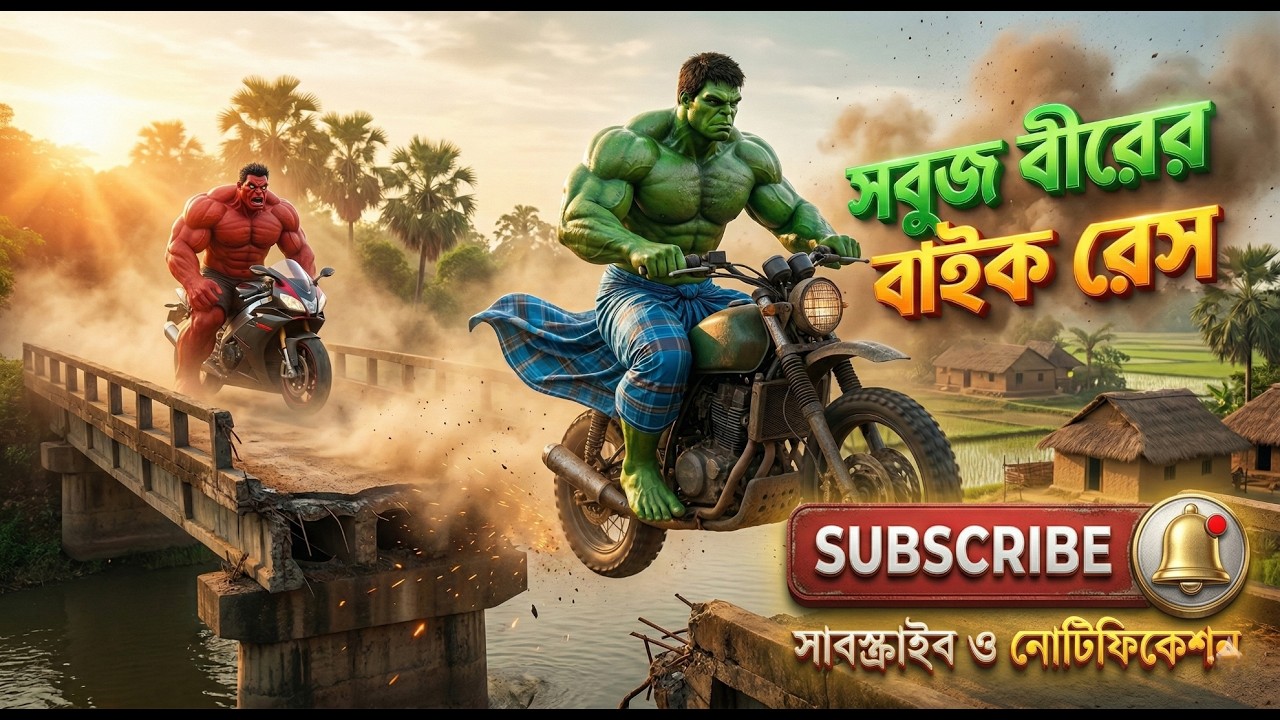 সবুজ বীর বনাম সুপারবাইক🏍️💨 রাস্তা কাঁপানো রেসিং অ্যাডভেঞ্চার ২০২৬🔥