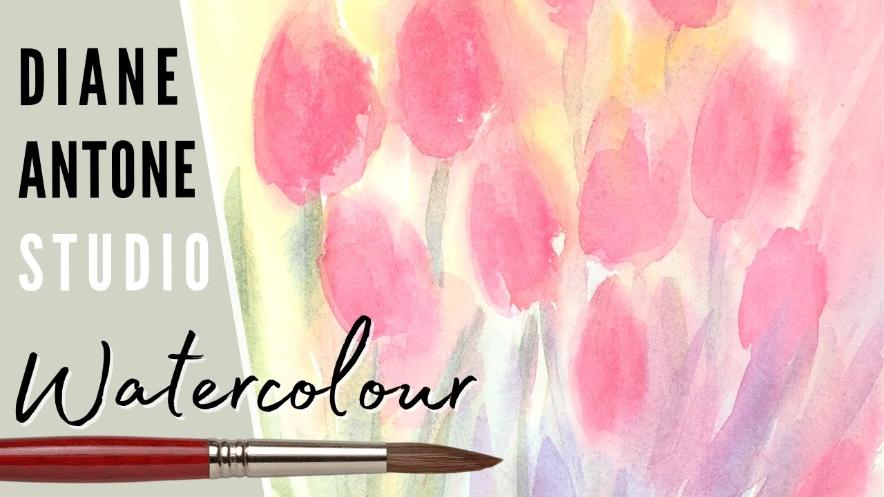 How to Paint Watercolor Tulips - Easy Beginners Real Time Step by Step Painting Art Tutorial