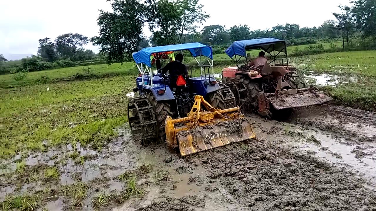 Mahindra Trakstar  vs Kubota 4wd Rotavator  chalange #mahindra #kubota #trakstar #gromax #india