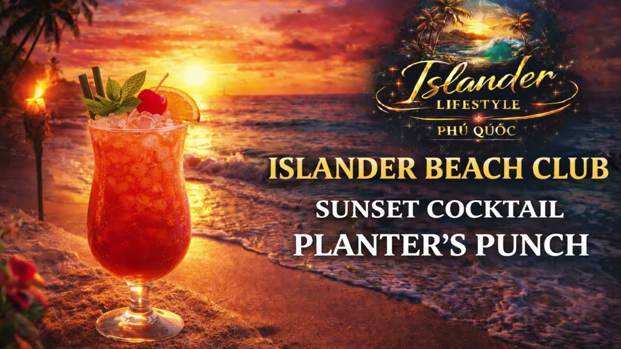 🌅 PLANTER'S PUNCH | ISLANDER BEACH CLUB SUNSET COCKTAIL #PHUQUOC #COCKTAILMUSIC #TIKIBAR #PUNCH