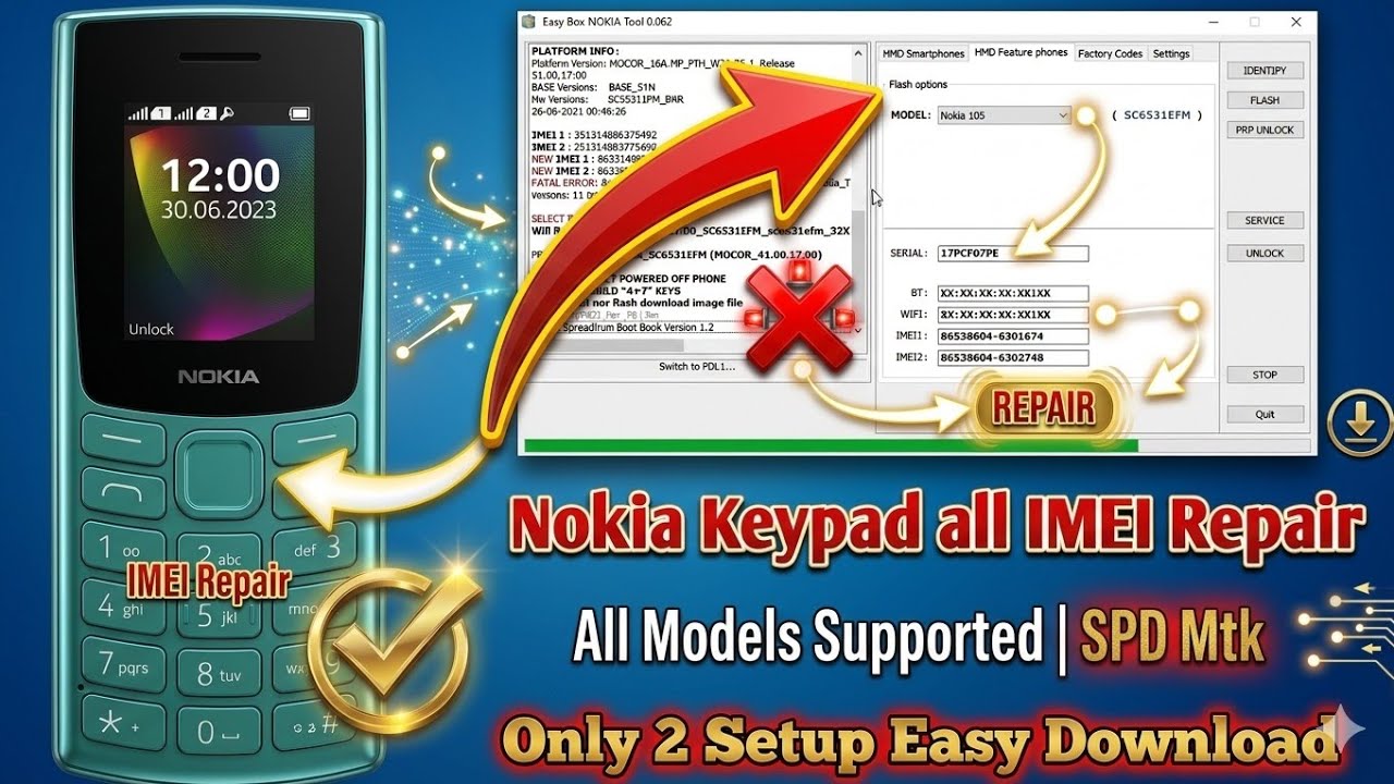 Nokia All Mobile IMEI Repair Tool | SPD + MTK Network Fix | 100% Working Free Tool 2026