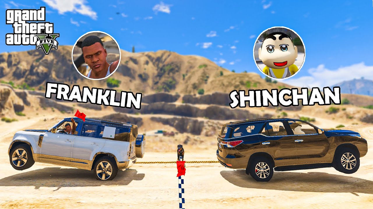 Shinchan & Franklin Fortuner vs Defender Ultimate Power Test in GTA 5!