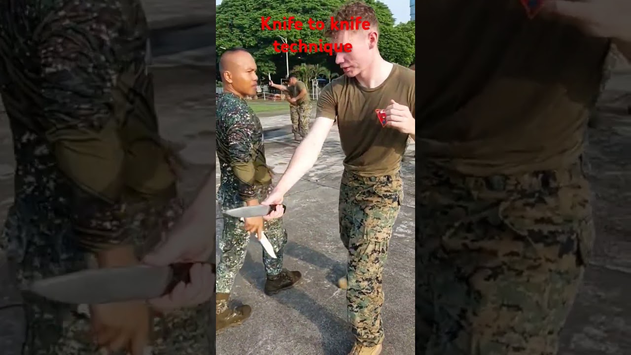 Philippine Marines and US Marines trained knife technique