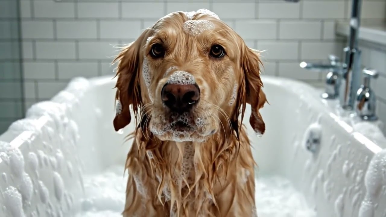 🐶 Real Dog Tucker Falls Asleep in the Bathtub… Then Momo the Cat Turns on the Water! 💦😂