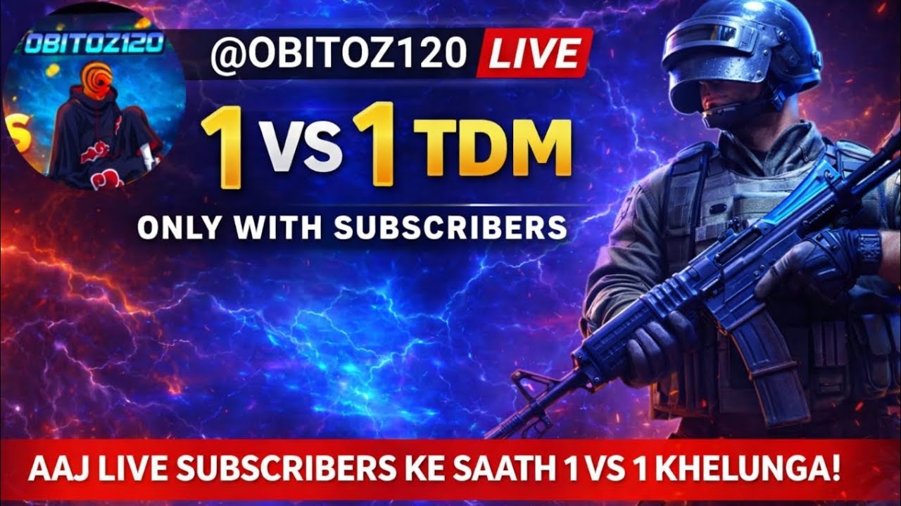Hello Gamers! 👋
Welcome to the stream! Aaj hum khelenge BGMI TDM  1/1 ROOM