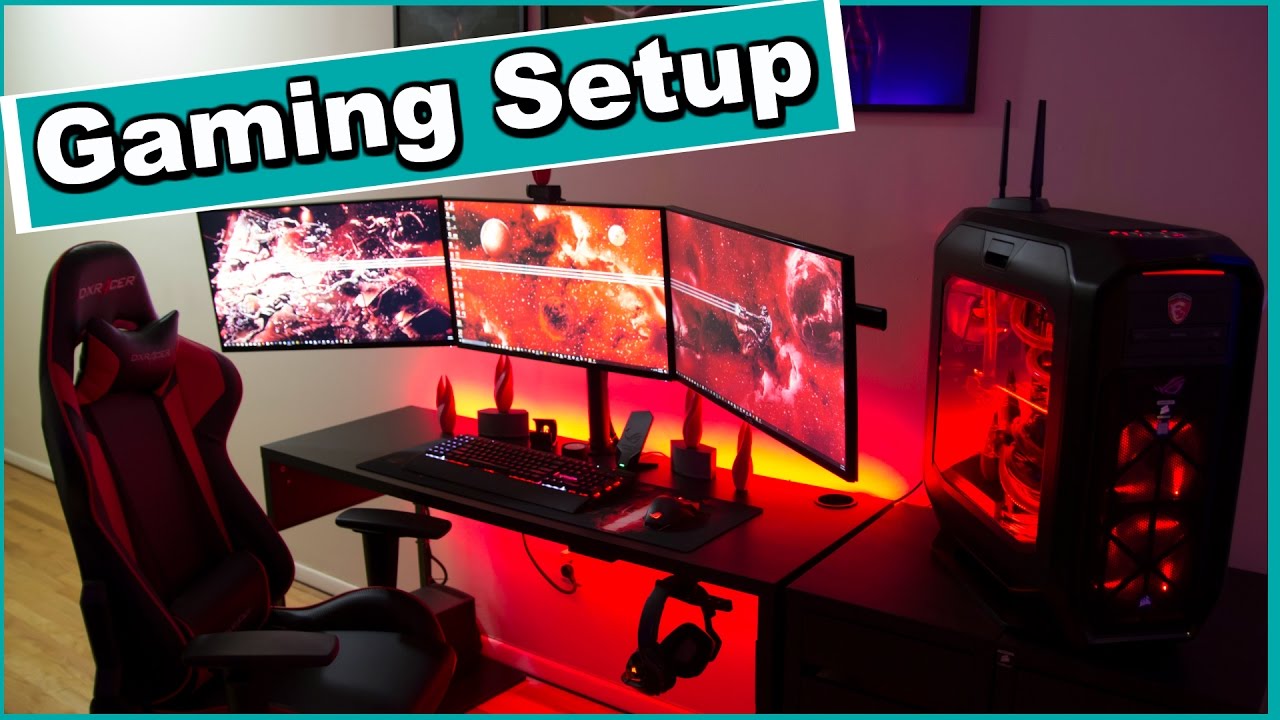 Ultimate Red & Black Themed Gaming Setup Desk Tour 2017