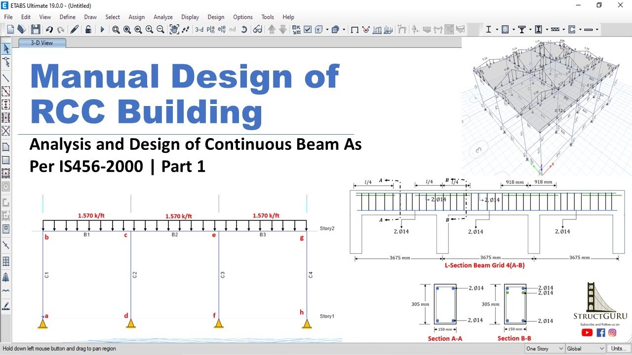 Manual Design of a RCC Building | Analysis and Design of Continuous Beam As Per IS456-2000 | Part 1