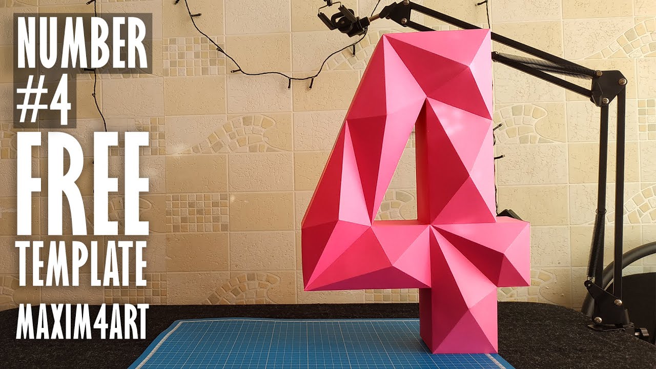 New Year 2024. Number 4. Paper 3D numbers. Birthday decorations.