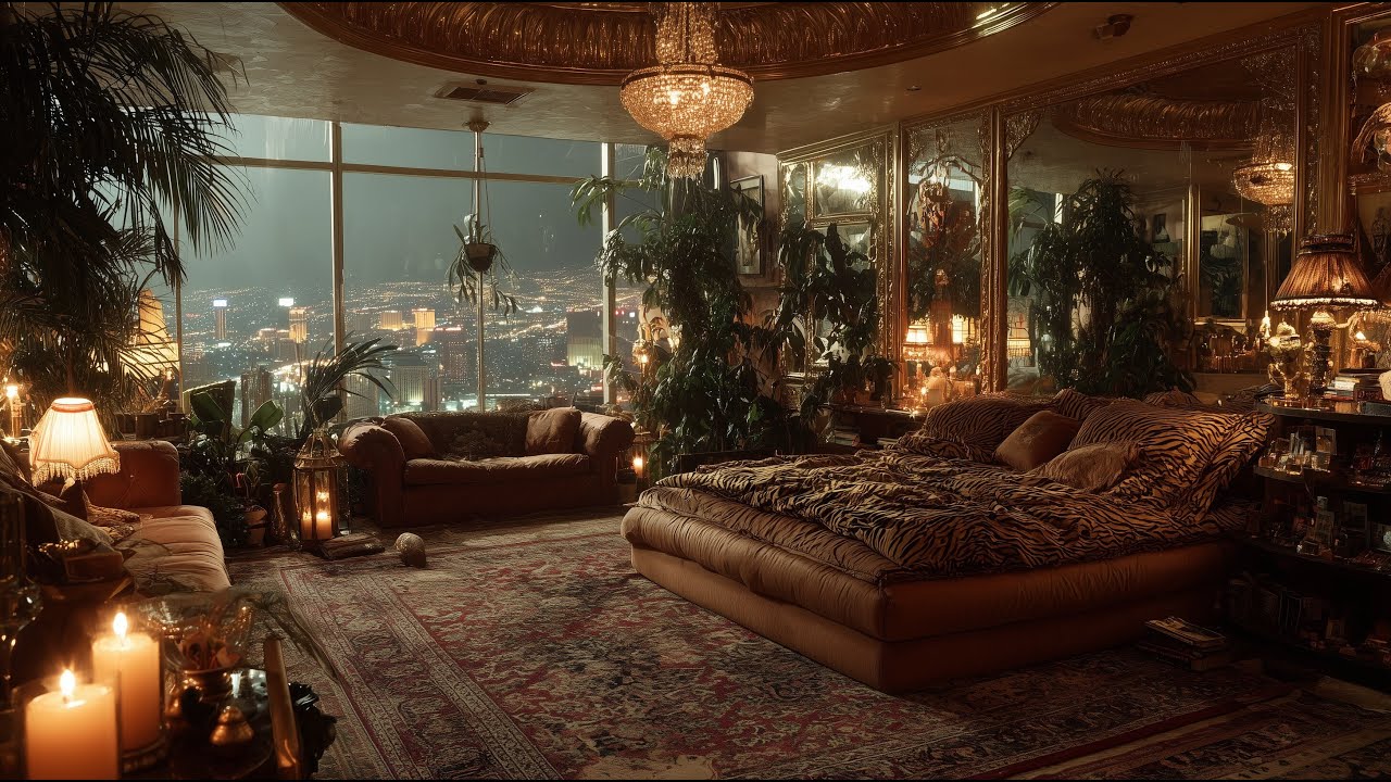Fall Asleep in a Luxury Penthouse Suite | City Skyline & Soft Rain | 3 Hours 4K
