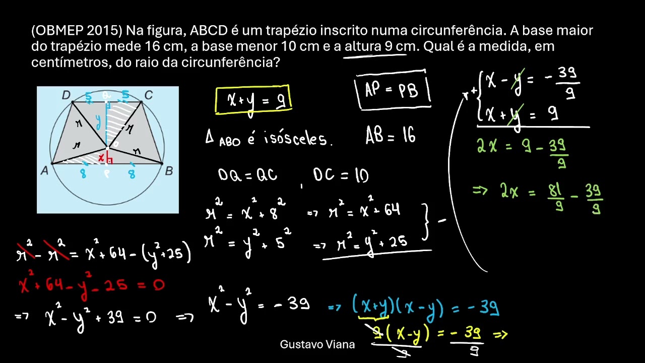 Questão 17 da Obmep 2015 - nível 3, sobre geometria plana.